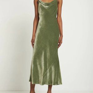 Reformation Salamanca Velvet Cowl Neck Midi Slip Dress Artichoke Size 6